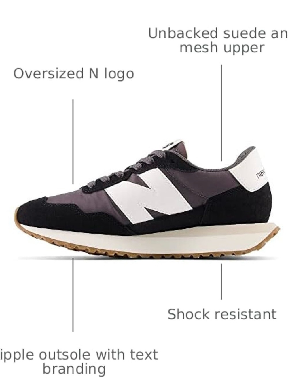 New Balance 327 Black White Retro Free People sneaker - Picture 2 of 7